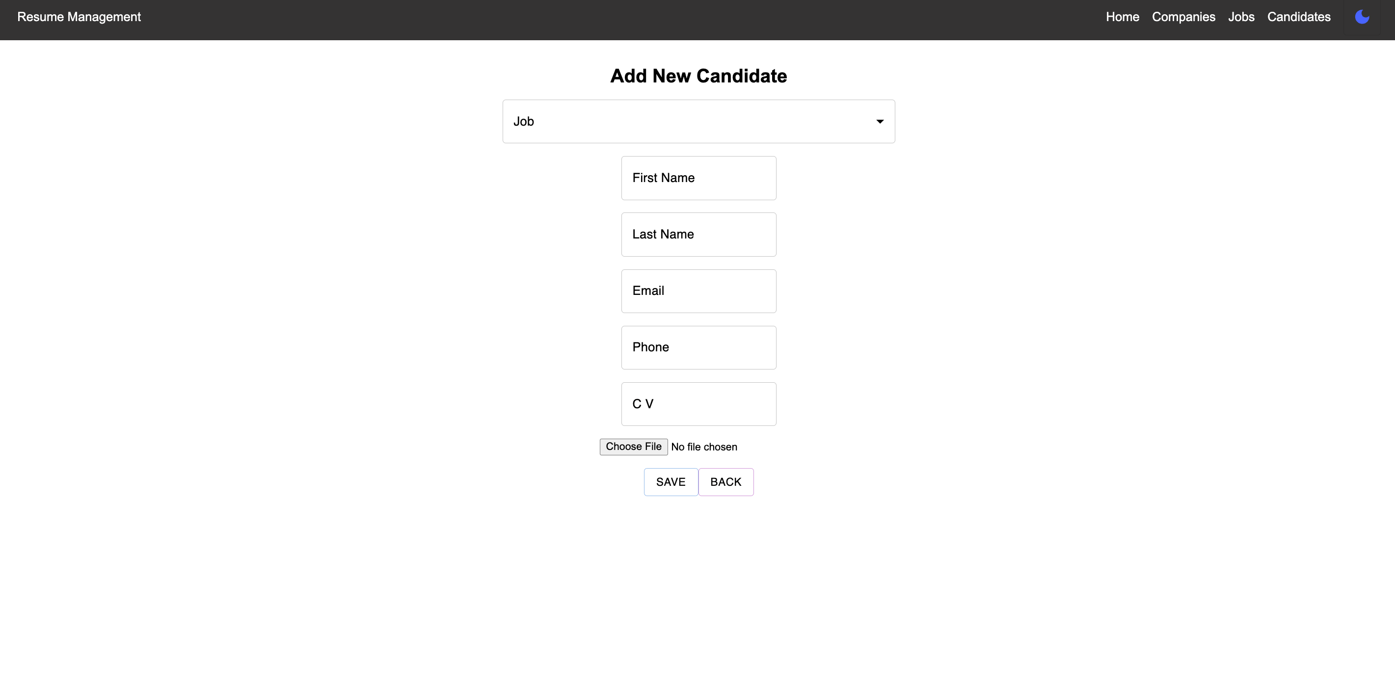 Resume Management Website